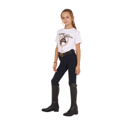 T-Shirt Equestro aus Baumwolle für Mädchen Ride More Worry Less Weiß Wei&amp;amp;amp;amp;amp;szlig;