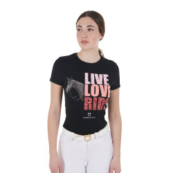 Equestro T-Shirt aus Baumwolle für Damen Live Love Ride