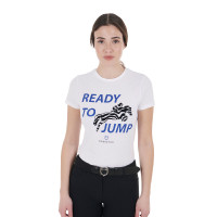 Equestro T-Shirt aus Baumwolle für Damen Ready to Jump Weiß Weiß Equestro T-Shirt aus Baumwolle für Damen Ready to Jump Weiß Weiß