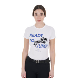 Equestro T-Shirt aus Baumwolle für Damen Ready to Jump Weiß Weiß