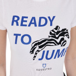 Equestro T-Shirt aus Baumwolle für Damen Ready to Jump Weiß Weiß