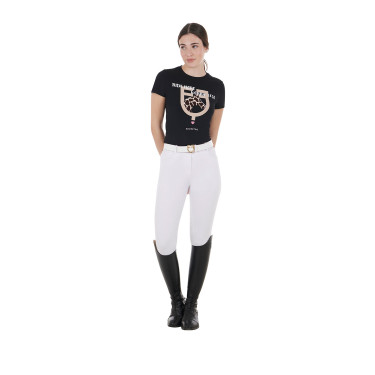 Equestro T-Shirt aus Baumwolle für Damen Ride More Worry Less Equestro T-Shirt aus Baumwolle für Damen Ride More Worry Less