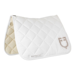 Dressurschabracke Equestro Logo mit Strass Weiß Wei&amp;amp;amp;amp;amp;szlig;