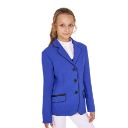 Turnierjacke Equestro Mädchen aus technischem Gewebe Sodalithblau Turnierjacke Equestro Mädchen aus technischem Gewebe Sodalithblau