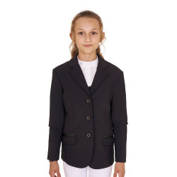 Turnierjacke Equestro Mädchen aus technischem Gewebe Schwarz Turnierjacke Equestro Mädchen aus technischem Gewebe Schwarz