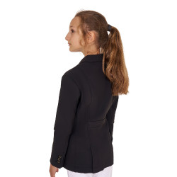 Turnierjacke Equestro Mädchen aus technischem Gewebe Schwarz Turnierjacke Equestro Mädchen aus technischem Gewebe Schwarz