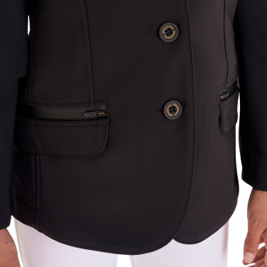 Turnierjacke Equestro Mädchen aus technischem Gewebe Schwarz Turnierjacke Equestro Mädchen aus technischem Gewebe Schwarz