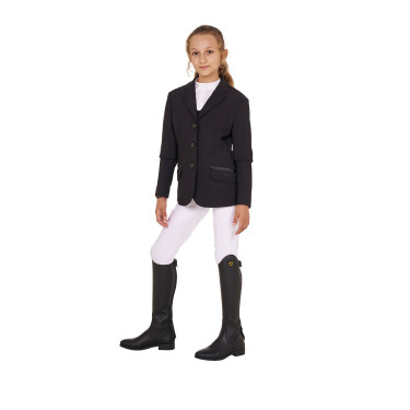 Turnierjacke Equestro Mädchen aus technischem Gewebe Schwarz Turnierjacke Equestro Mädchen aus technischem Gewebe Schwarz