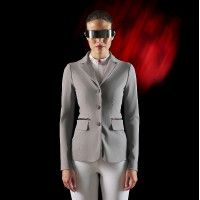 Turnierjacke Damen Equestro Ridertechnology mit thermoverschweißten Nähten Spottdrossel Grau