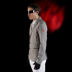 Wettkampfjacke Herren Equestro Ridertechnology mit thermoverschweißten Nähten Spottdrossel Grau