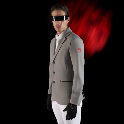 Wettkampfjacke Herren Equestro Ridertechnology mit thermoverschweißten Nähten Spottdrossel Grau