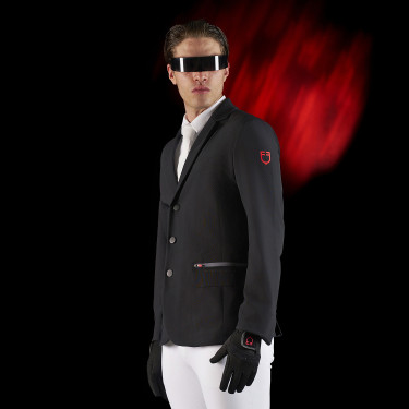 Wettkampfjacke Herren Equestro Ridertechnology mit thermoverschweißten Nähten Schwarz