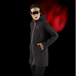 Lange wasserdichte Damenjacke Equestro Ridertechnology Schwarz