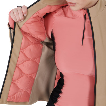 Damen-Softshelljacke aus technischem, wattiertem Gewebe Equestro Weihrauch Beige