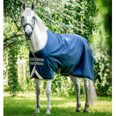 Horseware Amigo Bravo 12 50g Turnout-Decke Marine / Titan Grau / Silber