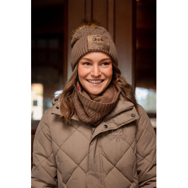 Gestrickter B Vertigo Schal Faye Braun Schlamm Beige