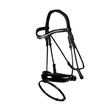 Bridon Dy'on Collection Dressage Rundleder Kombinierte Lackierte Breite Nasenriemen Bridon Dy'on Collection Dressage Rundleder Kombinierte Lackierte Breite Nasenriemen