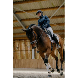 Bridon Dy'on collection dressage cuir plat Muserolle Combinée Large Vernie Doublure Blanche