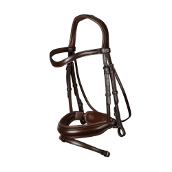 Bridon Dy'on Kollektion Dressur flaches Leder Kombinierte Mittelgroße Nasenriemen mit Pull-Back Braun