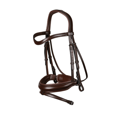 Bridon Dy'on Kollektion Dressur flaches Leder Kombinierte Mittelgroße Nasenriemen mit Pull-Back Braun