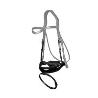 Dy'on Dressur-Nasenriemen flaches Leder Kombiniert Breit Pull-Back-Verschluss Lackiert Schwarz Dy'on Dressur-Nasenriemen flaches Leder Kombiniert Breit Pull-Back-Verschluss Lackiert Schwarz