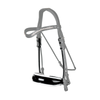 Nasenriemen Dy'on Kollektion Dressur rundes Leder Groß Lackiert mit weißem Futter Schwarz Nasenriemen Dy'on Kollektion Dressur rundes Leder Groß Lackiert mit weißem Futter Schwarz