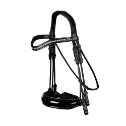 Trense Dy'on Reithalfter Large Vernie Dressurkollektion Rundleder Schwarz