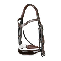Trense Working von Dy'on Nasenriemen Large Vernie Weißes Futter Braun Trense Working von Dy'on Nasenriemen Large Vernie Weißes Futter Braun