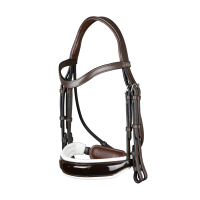 Trense Working von Dy'on Nasenriemen Large Vernie Weißes Futter Schwarz Trense Working von Dy'on Nasenriemen Large Vernie Weißes Futter Schwarz
