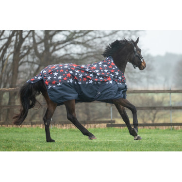 Highneck-Decke HKM Norwich 600D 100g Blau mit Sternenmuster Motive