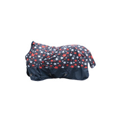 Highneck-Decke HKM Norwich 600D glattes Futter Blau mit Sternenmuster Motive