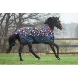 Highneck-Decke HKM Norwich 600D glattes Futter Blau mit Sternenmuster Motive