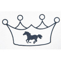 Bügelmotiv Krone und Pferd HKM Marineblau PS-Film