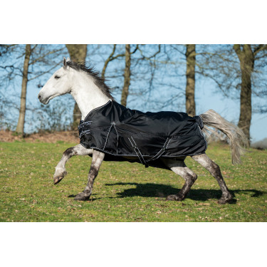 Premium Weidedecke HKM 1680D 200g glattes Futter Schwarz