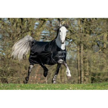 Premium Weidedecke HKM 1680D 200g glattes Futter Schwarz