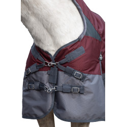 Highneck-Decke HKM Yukon 600D glattes Futter Dunkelrot / Grau