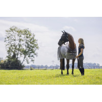 Fliegendecke Comfort mit Fleece HKM Grau / Natur / Blau