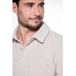 Herren-Samtshirt Harcour Shavi Elfenbein Beige