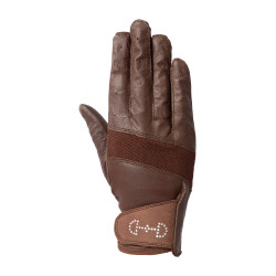 Leder- und Mesh-Handschuhe Damen Horze Braun