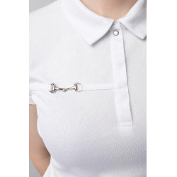 Funktionelles Damen-Kurzarm-Poloshirt Denise Horze Weiß Wei&amp;amp;amp;amp;amp;amp;szlig;