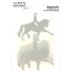Bügelmotiv Dressur HKM Silber Flex Moda Glitter Bügelmotiv Dressur HKM Silber Flex Moda Glitter