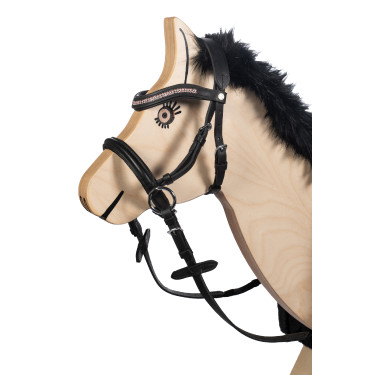 Gebisslose Trense Funny Horses, für Holzpferde HKM Schwarz / Fuchsia