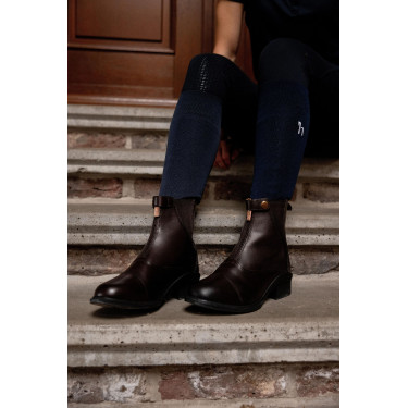 Lederstiefel Rosa mit Reißverschluss vorne Horze Dunkelbraun