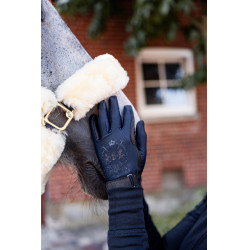 Reithandschuhe B Vertigo Laia Damen mit aufgedrucktem Logo Dunkelmarine Blau