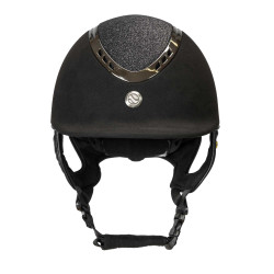 EQ3 Pardus Mikrofaser-Reithelm mit Verstellrad Back on Track Glitzerndes Schwarz