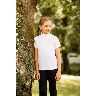 Wettkampf-Poloshirt mit kurzen Ärmeln und Rüschen Christel Kinder Horze Wettkampf-Poloshirt mit kurzen Ärmeln und Rüschen Christel Kinder Horze