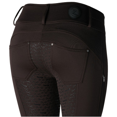 Thermoreithose Full Grip Horze Rhea Kinder Gesäßtaschen Dunkelbraun