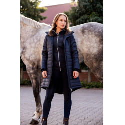 Lange Daunenjacke Horze Charlotte Damen Dunkelmarineblau