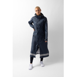 Langer Regenmantel Horze Hazel Damen mit Schlitzen Dunkelmarineblau