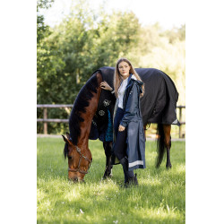 Langer Regenmantel Horze Hazel Damen mit Schlitzen Dunkelmarineblau